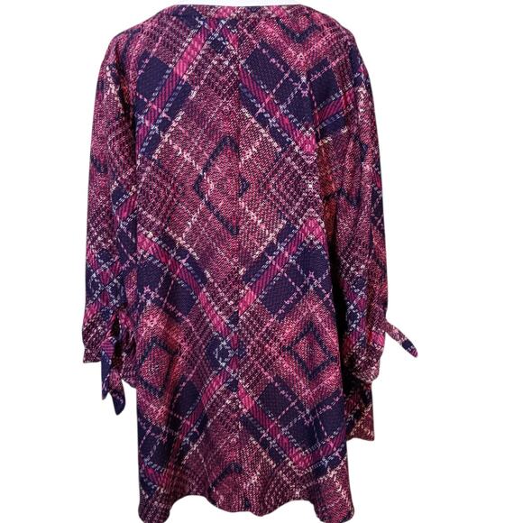CATHERINES Blouse Tunic Top Plus 1X Career Office Dressy Tie Cuffs Pink Purple - Picture 3 of 9